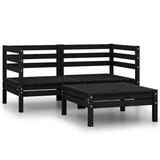 Vidaxl 3-delige loungeset massief grenenhout zwart