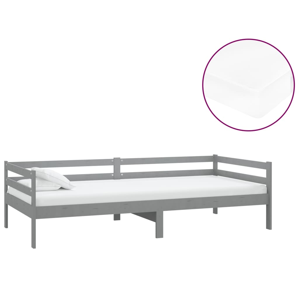 Vidaxl slaapbank met matras massief grenenhout grijs 90x200 cm