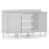 Armoires de cuisine vidaxl commerciales 3 st en acier inoxydable