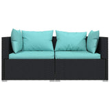 Vidaxl tweezitsbank met kussens poly rattan zwart