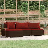 Vidaxl 4-delige loungeset met kussens poly rattan bruin