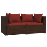Vidaxl 3-delige loungeset met kussens poly rattan bruin