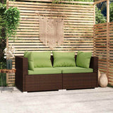 Vidaxl bank 2-zits met kussens poly rattan bruin