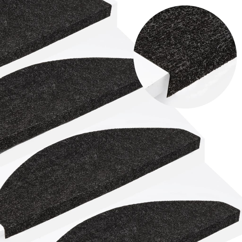 Vidaxl Stair Mats auto-adhésif 15 ST 65x22.5x3,5 cm anthracite