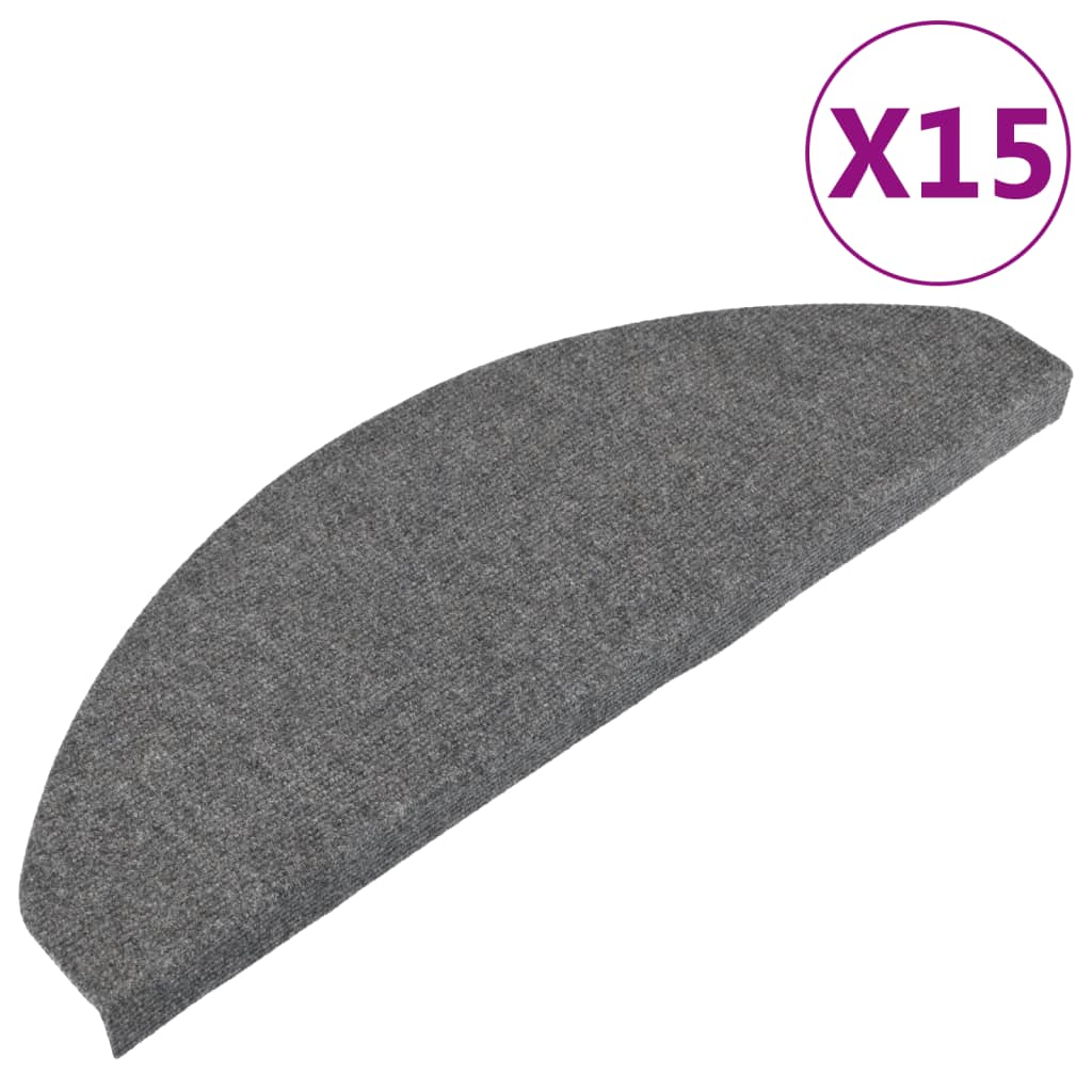 Vidaxl stair mats self -adhesive 15 st 65x22.5x3.5 cm gray