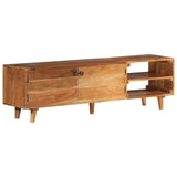 Vidaxl tv-meubel 140x30x40 cm massief acaciahout met hongingafwerking