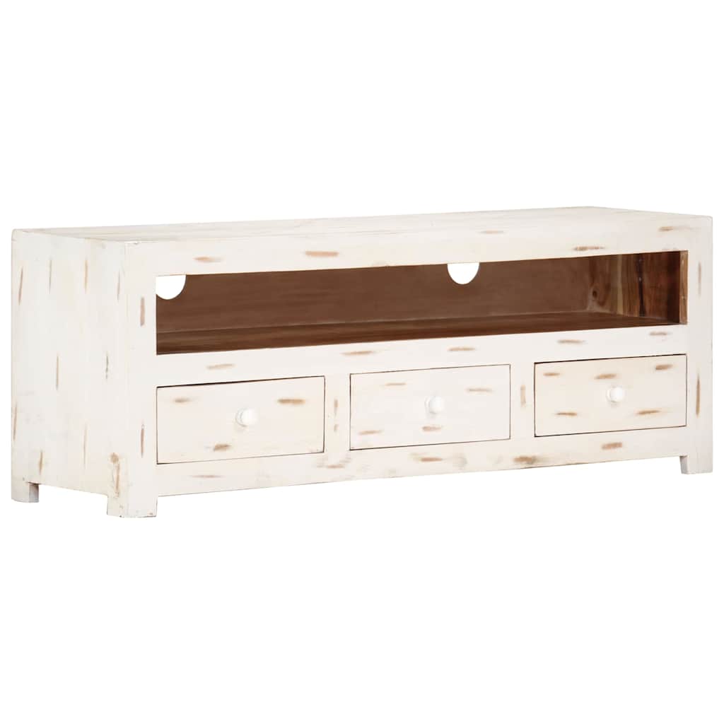 Vidaxl tv-meubel 110x30x40 cm massief acaciahout wit