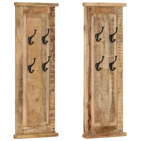 Racks de manteau vidaxl 2 pcs 38x100 cm en bois de mangue solide