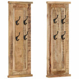 Racks de manteau vidaxl 2 pcs 38x100 cm en bois de mangue solide