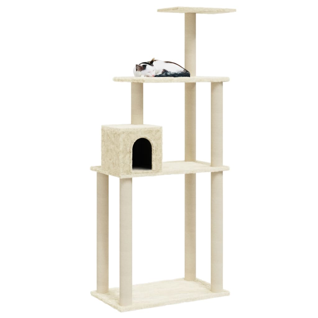 Vidaxl Cat Scratch Post avec Sisal Scratch Posts 147 cm Crème -Colored