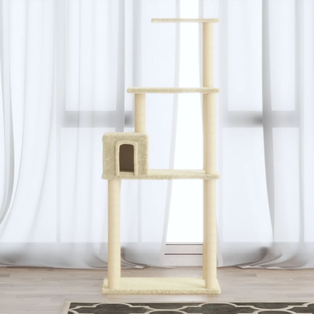 Vidaxl Cat Scratch Post avec Sisal Scratch Posts 147 cm Crème -Colored