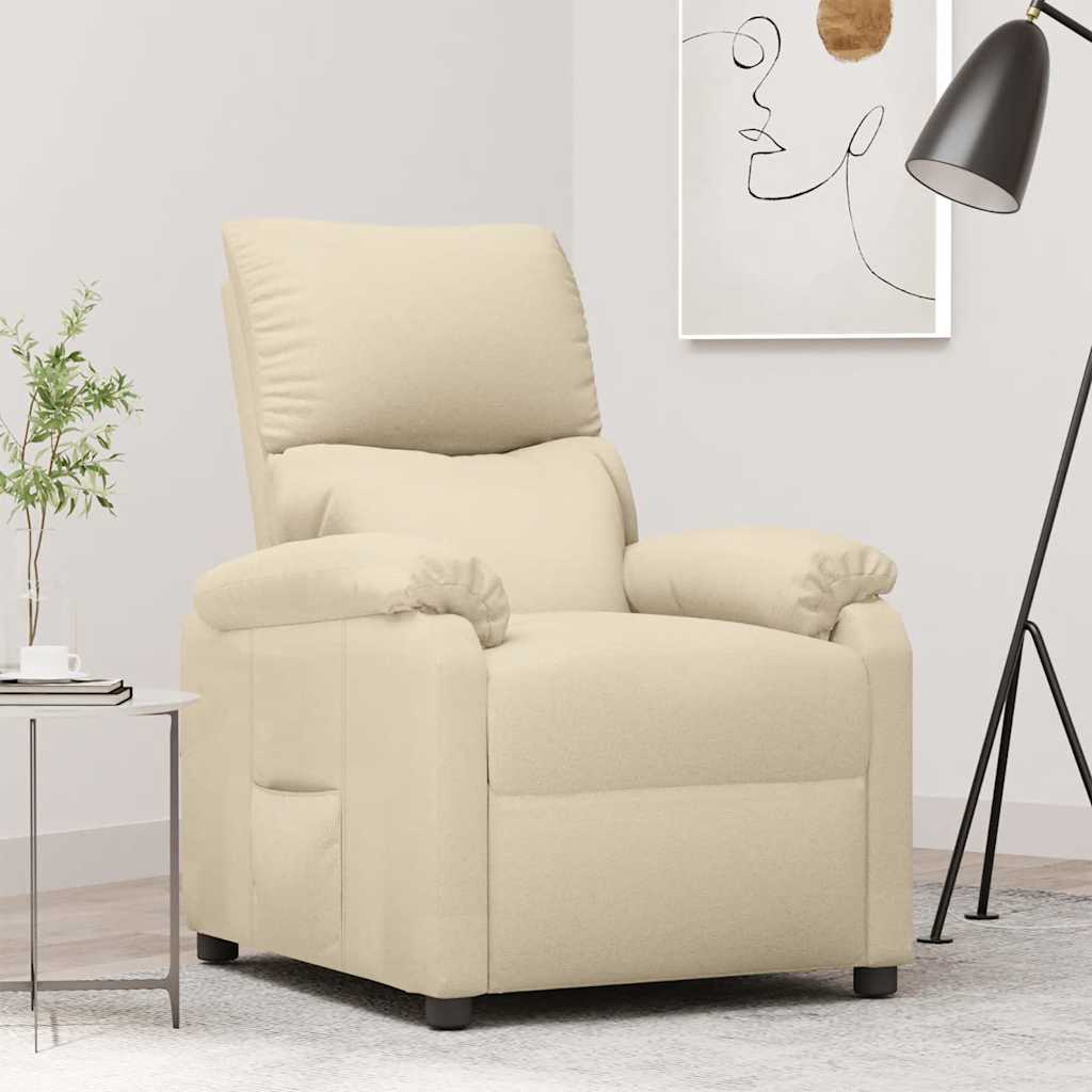 Vidaxl fauteuil verstelbaar stof crèmekleurig