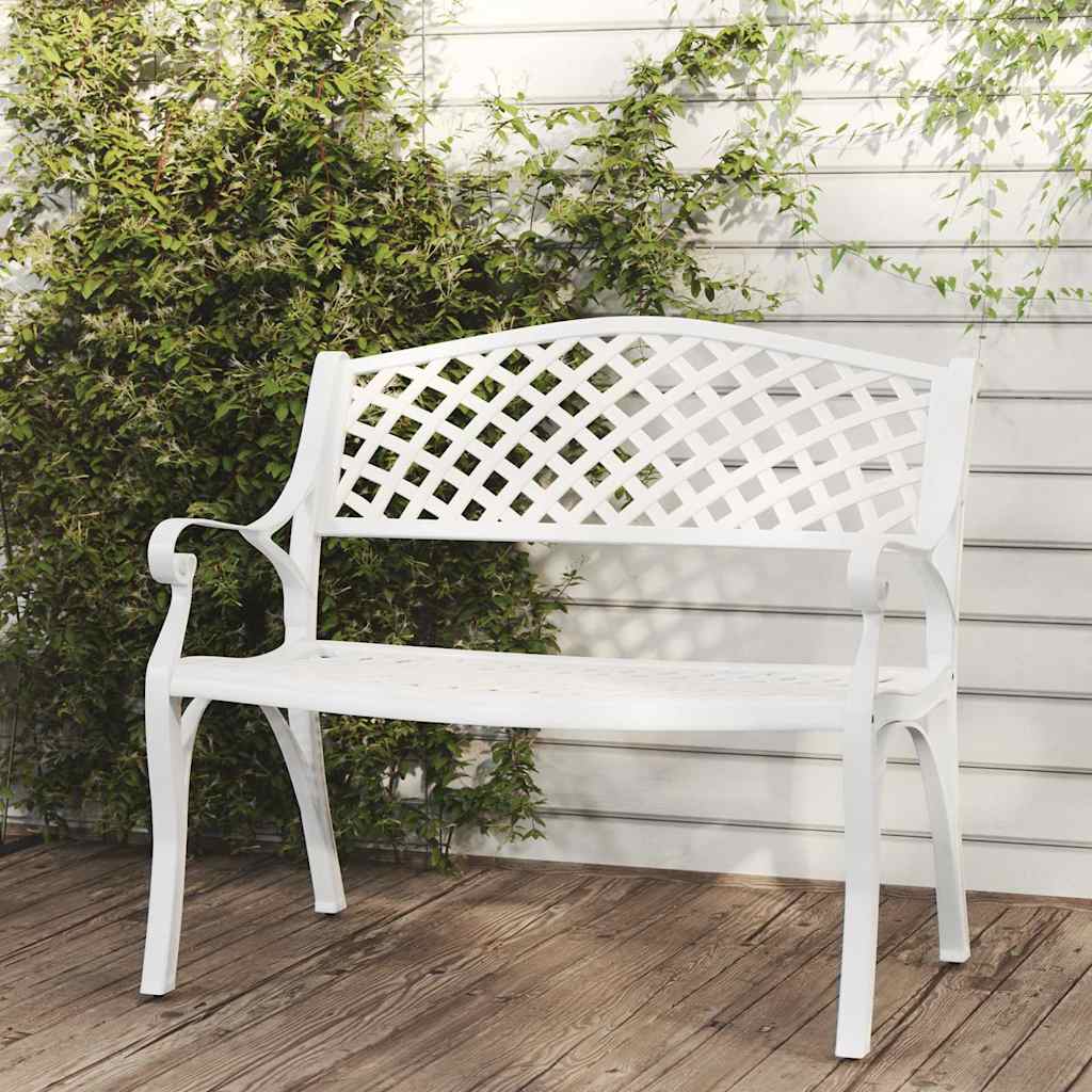 Vidaxl tuinbank 102 cm gietaluminium wit