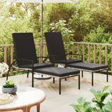 Vidaxl ligbedden 2 st met voetensteun polyetheen rattan grijs