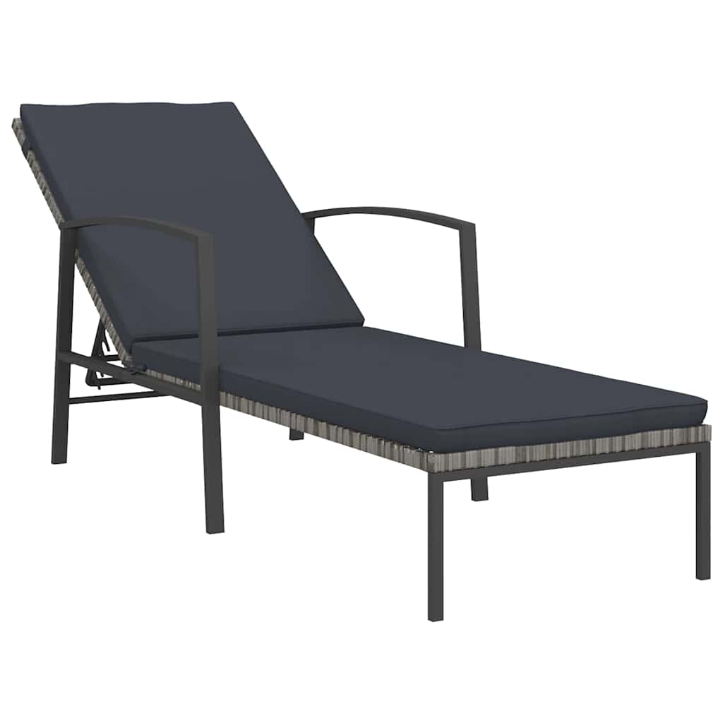 Vidaxl ligbedden 2 st met tafel poly rattan grijs