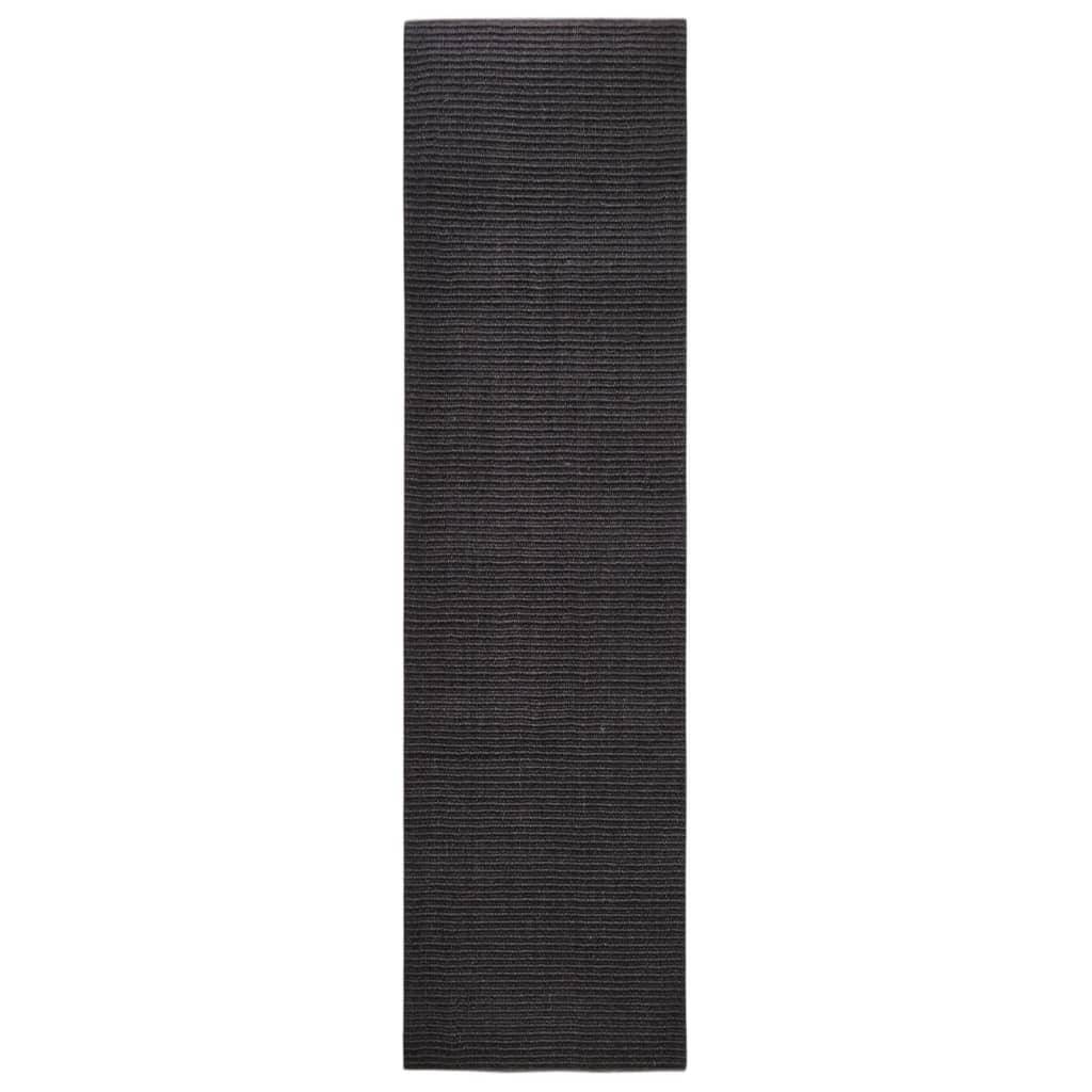 Vidaxl Rug 80x300 cm Natural Sisal Black