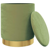 Vidaxl hocker met opbergruimte rond fluweel 31 x 37 cm mosterdgroen