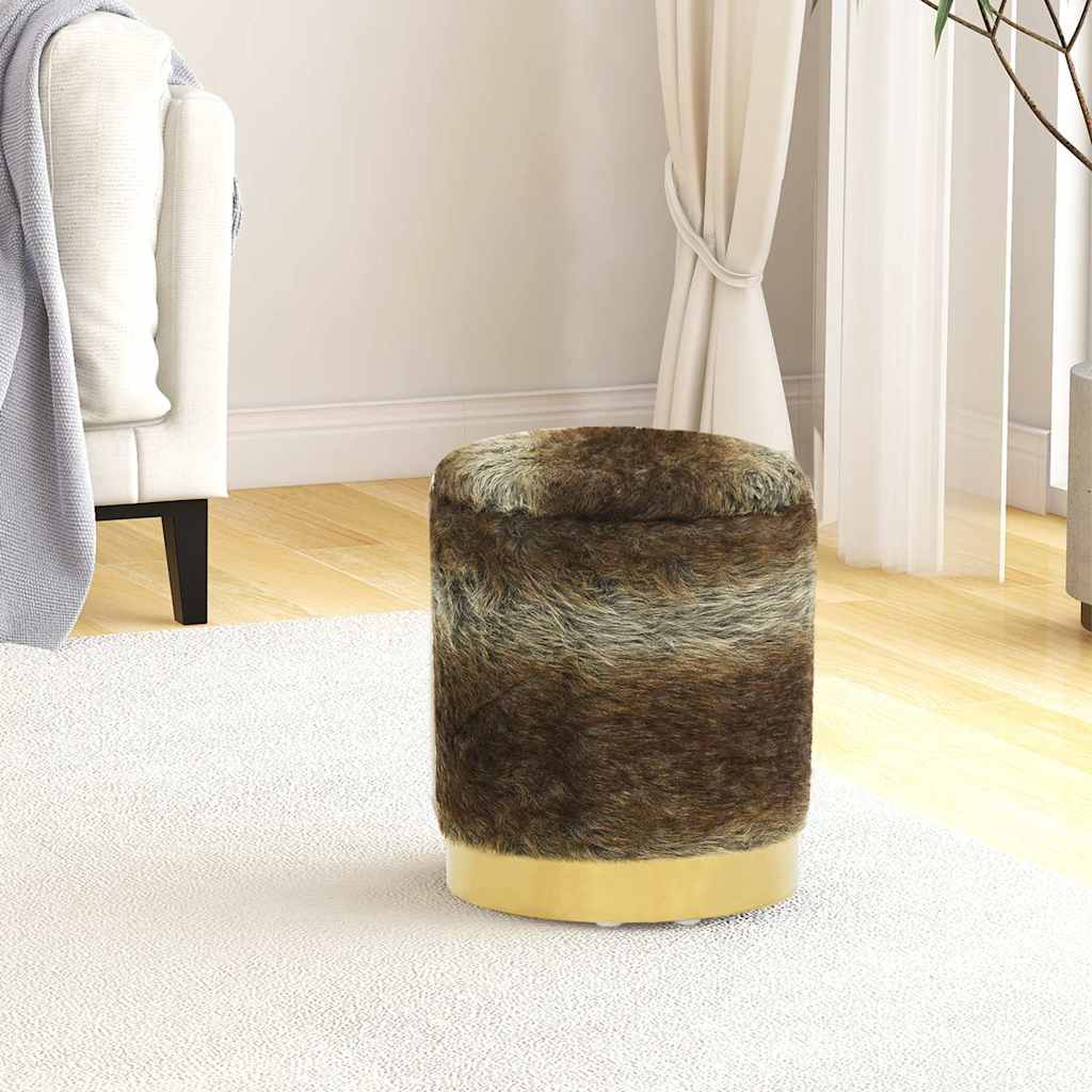 Vidaxl hocker met opbergruimte rond pluche meerkleurig 31 x 37 cm