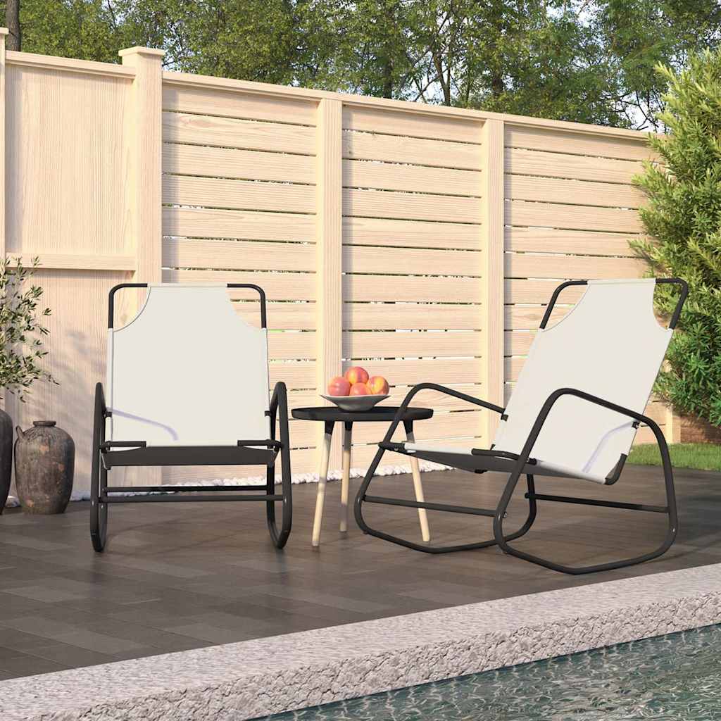 Vidaxl ligstoelen 2 st schommelend staal en textileen crèmekleurig