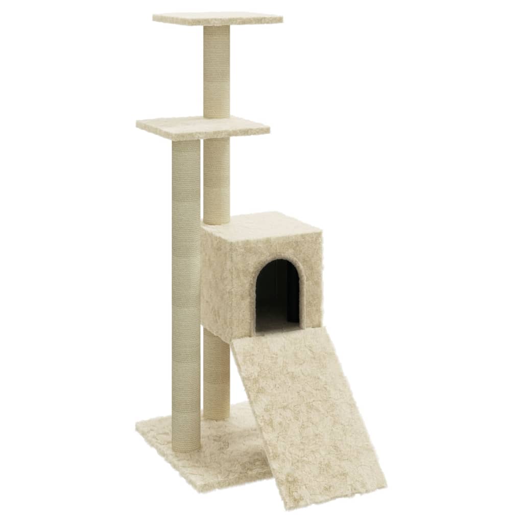 Muebles de gato de Vidaxl con postes de rascado de sisal 92 cm de crema