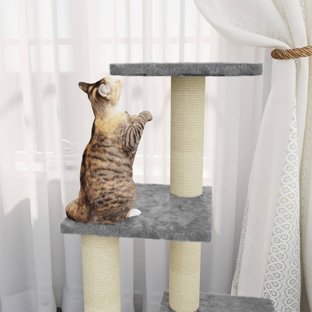 Muebles de gato de Vidaxl con postes de rascado de sisal 92 cm de gris claro