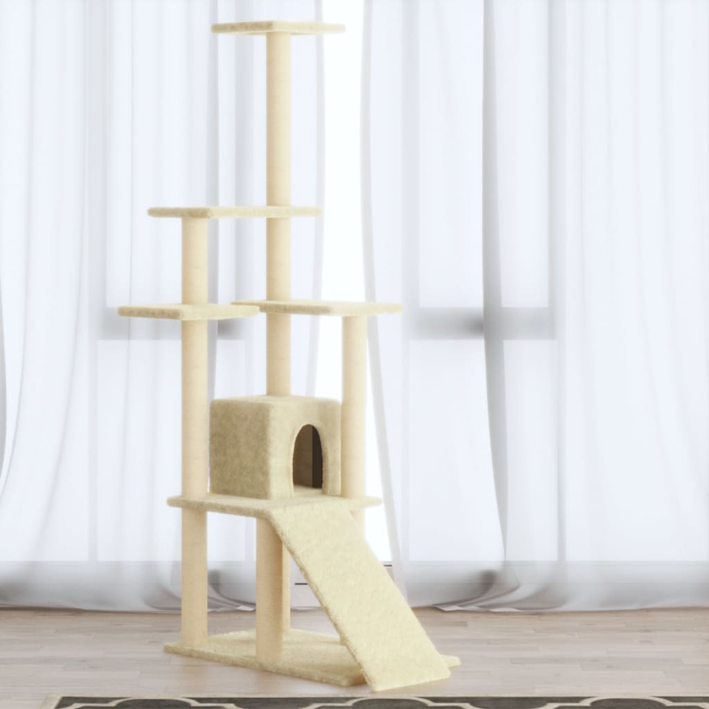 Vidaxl Cat Furniture avec Sisal Scratch Posts 155 cm Crème -Colored