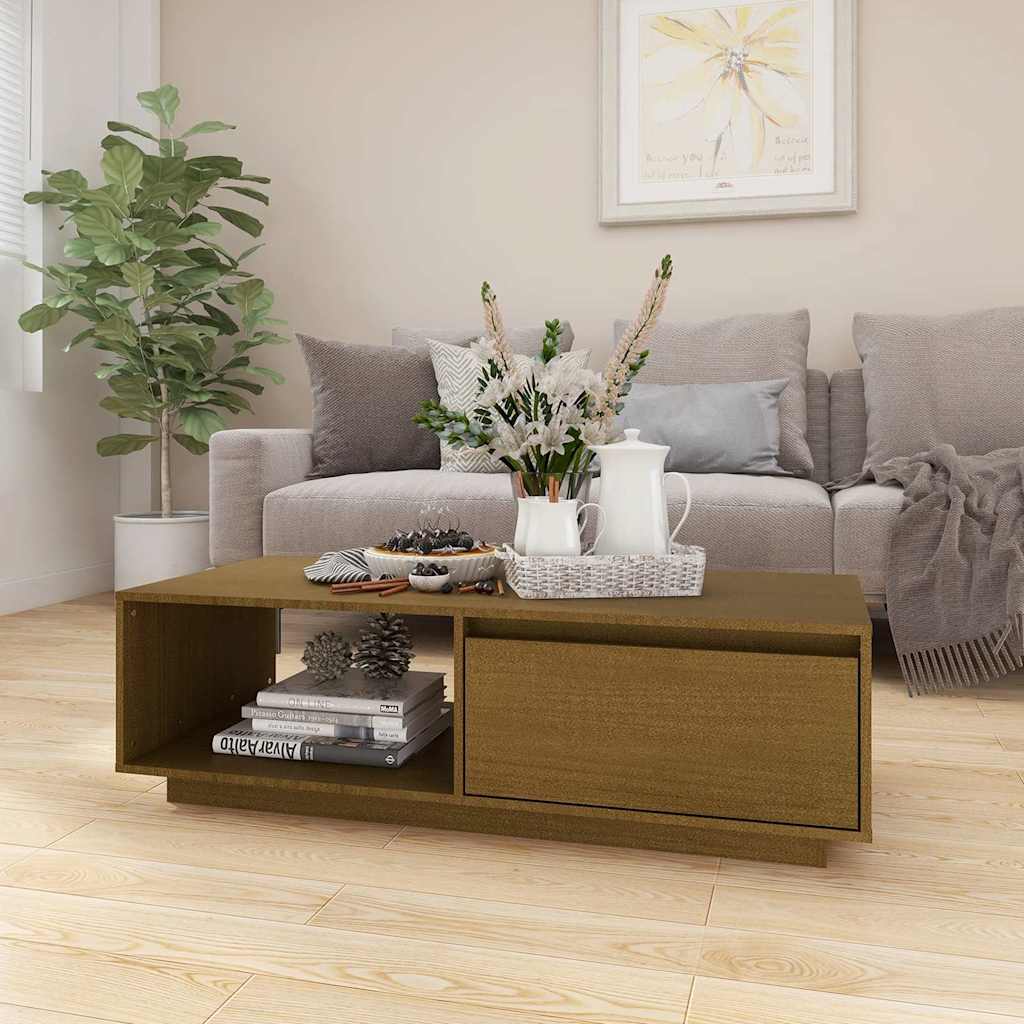 Vidaxl salontafel 110x50x33,5 cm massief grenenhout honingbruin