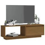Vidaxl tv-meubel 110x30x33,5 cm massief grenenhout honingbruin