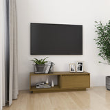 Vidaxl tv-meubel 110x30x33,5 cm massief grenenhout honingbruin