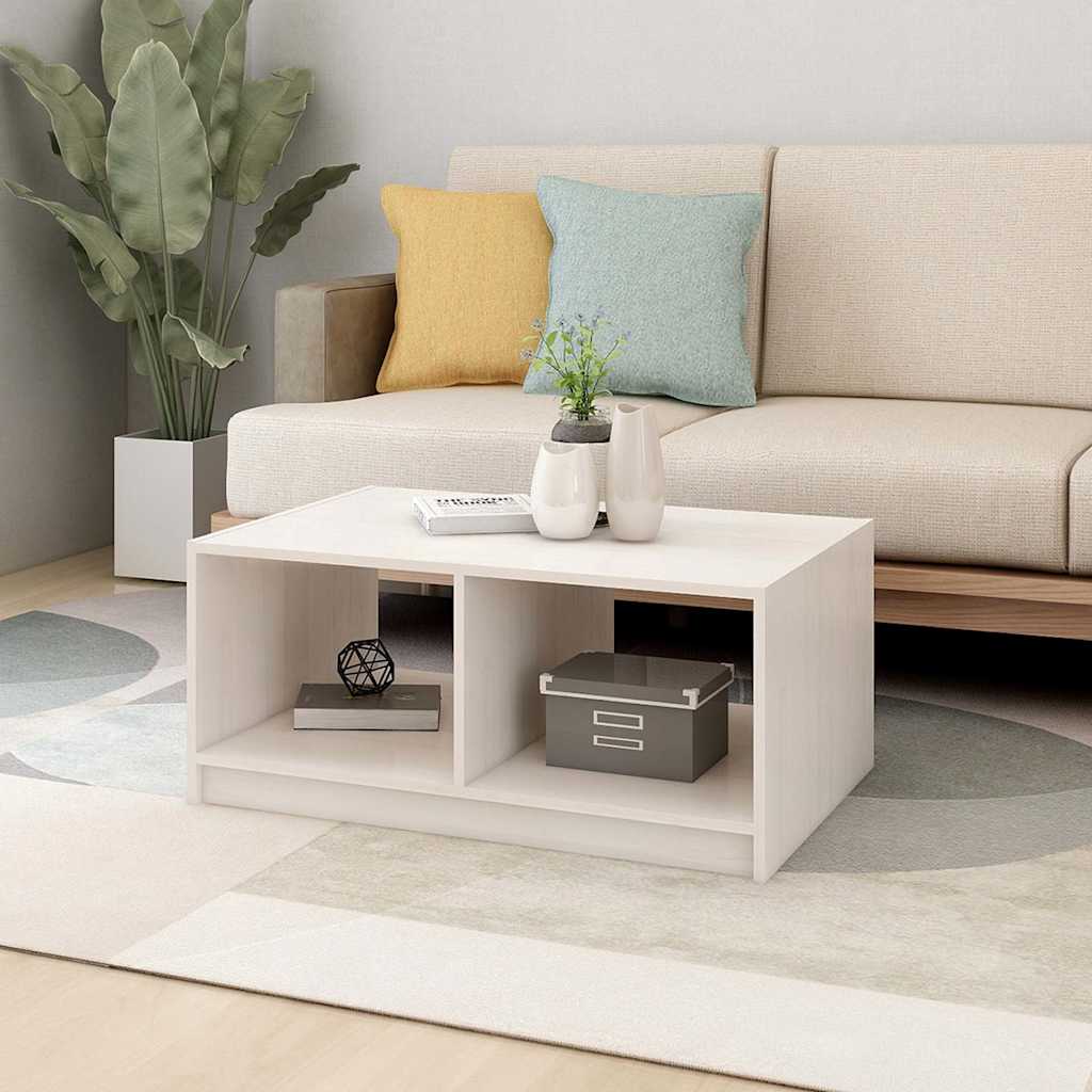 Vidaxl salontafel 75x50x33,5 cm massief grenenhout wit