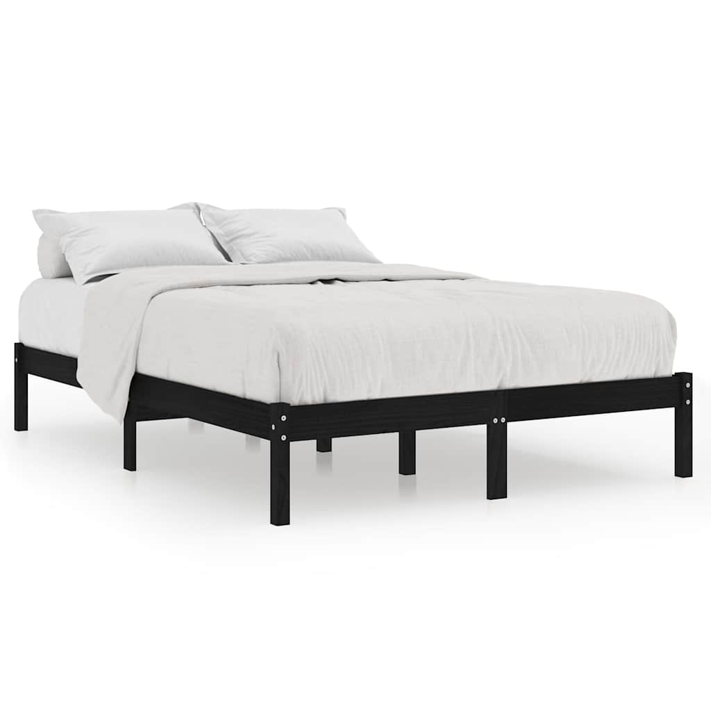 Vidaxl bedframe massief hout zwart 135x190 cm