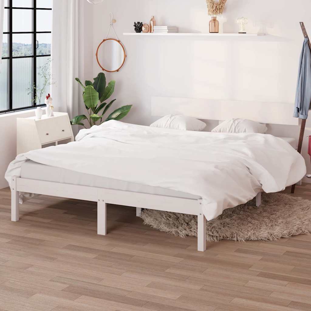 Vidaxl bedframe massief grenenhout wit 150x200 cm