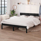 Vidaxl bedframe massief grenenhout zwart 150x200 cm