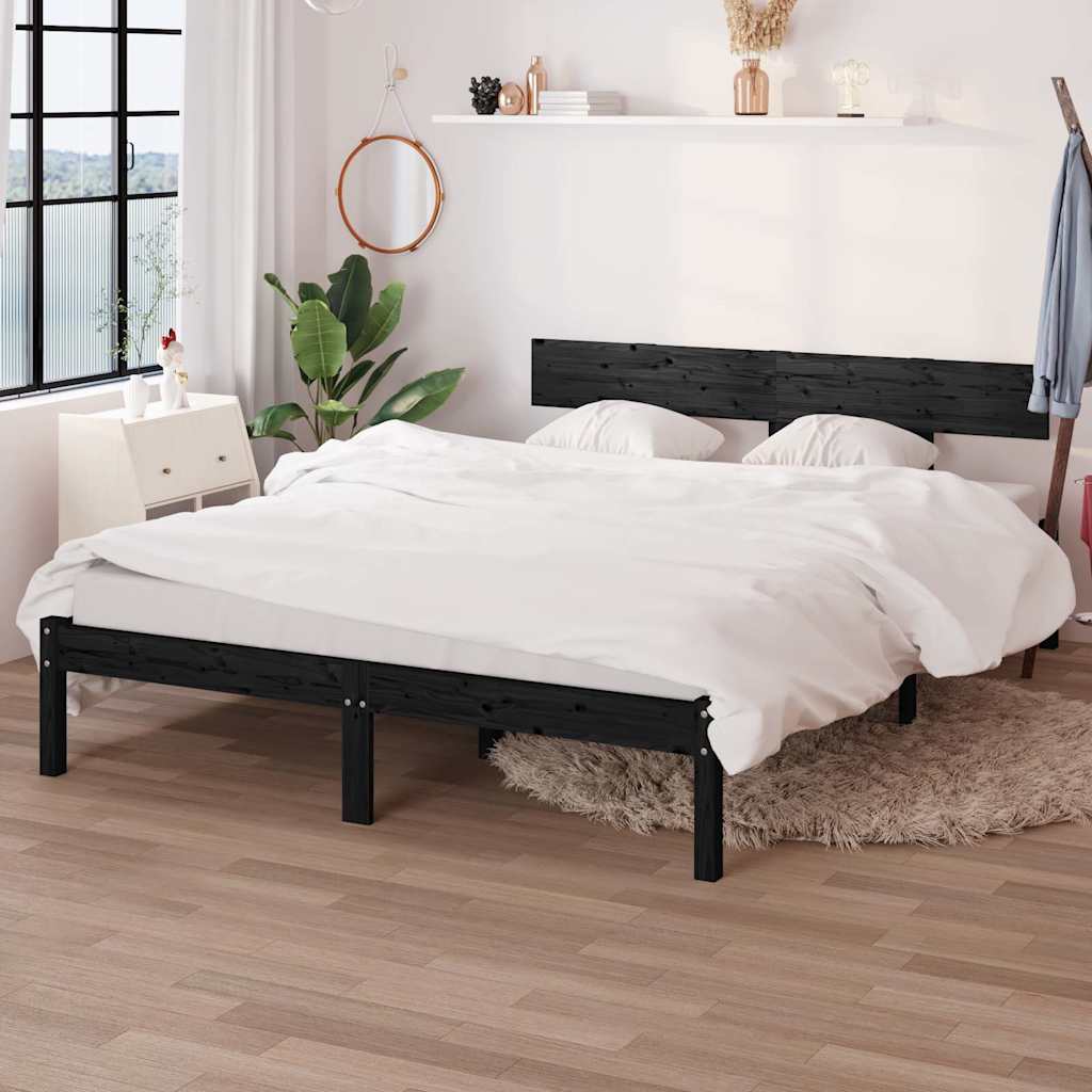 Vidaxl bedframe massief grenenhout zwart 160x200 cm