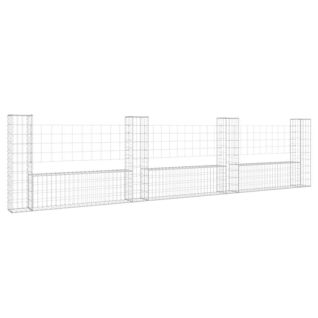 Vidaxl schanskorf en forme de U avec 4 poteaux 380x20x100 cm fer