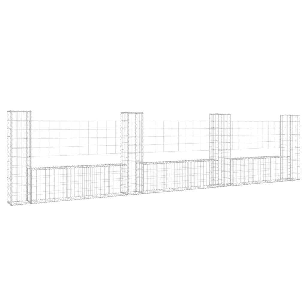 VidaXL Schanskorf U-shaped with 4 posts 380x20x100 cm iron