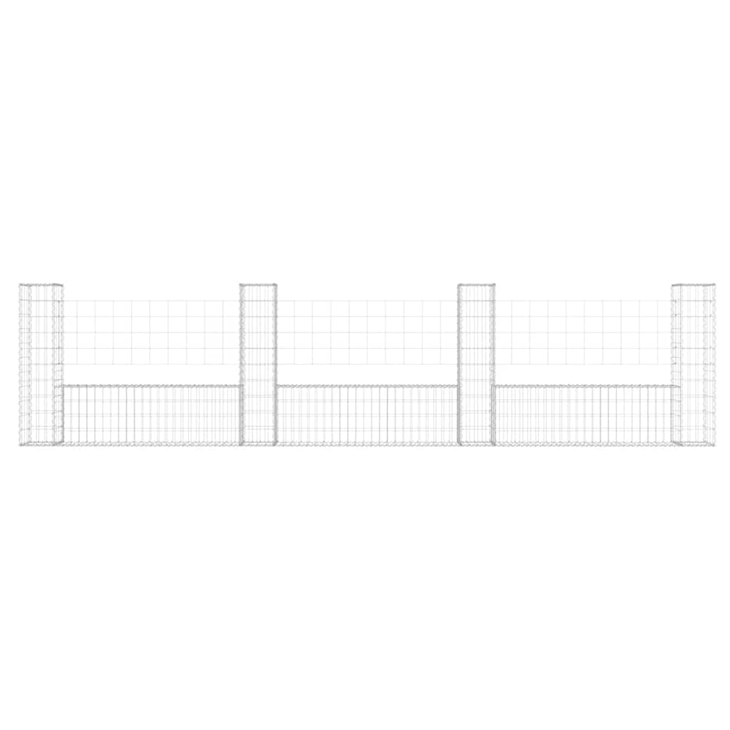 Vidaxl schanskorf en forme de U avec 4 poteaux 380x20x100 cm fer