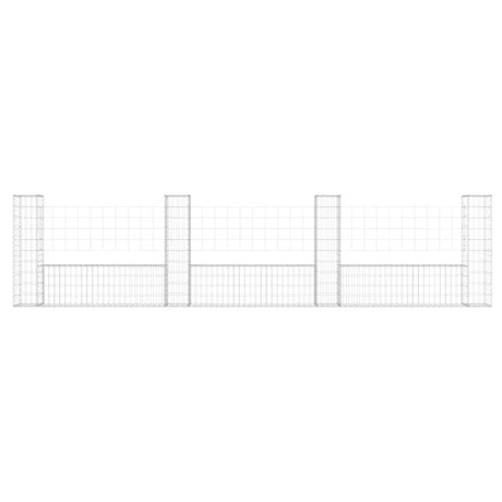 Vidaxl schanskorf en forme de U avec 4 poteaux 380x20x100 cm fer