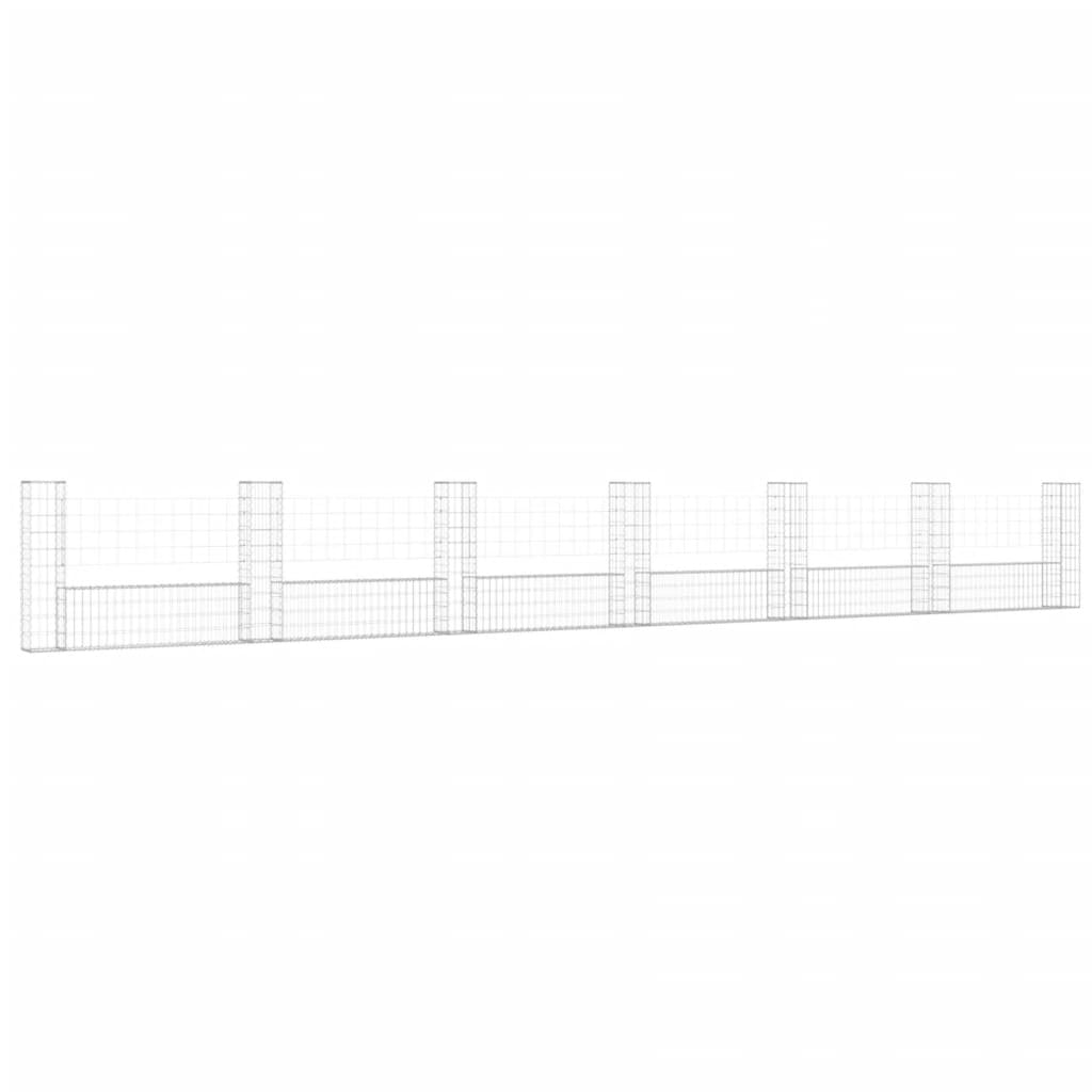 Vidaxl Schanskorf U-formet med 7 stolper 740x20x100 cm jern