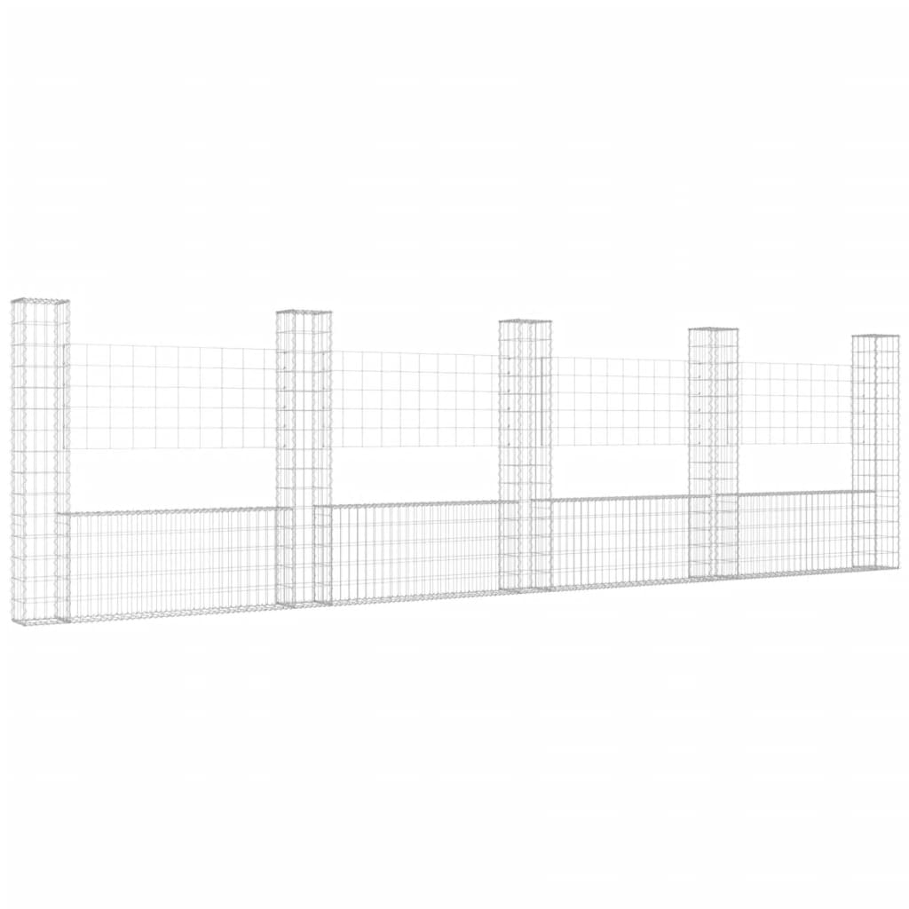 Vidaxl Schanskorf en forma de U con 5 postes 500x20x150 cm de hierro