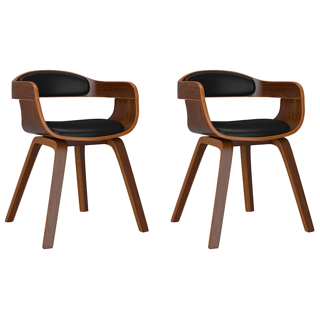 Vidaxl eetkamerstoelen 2 st gebogen hout en kunstleer zwart