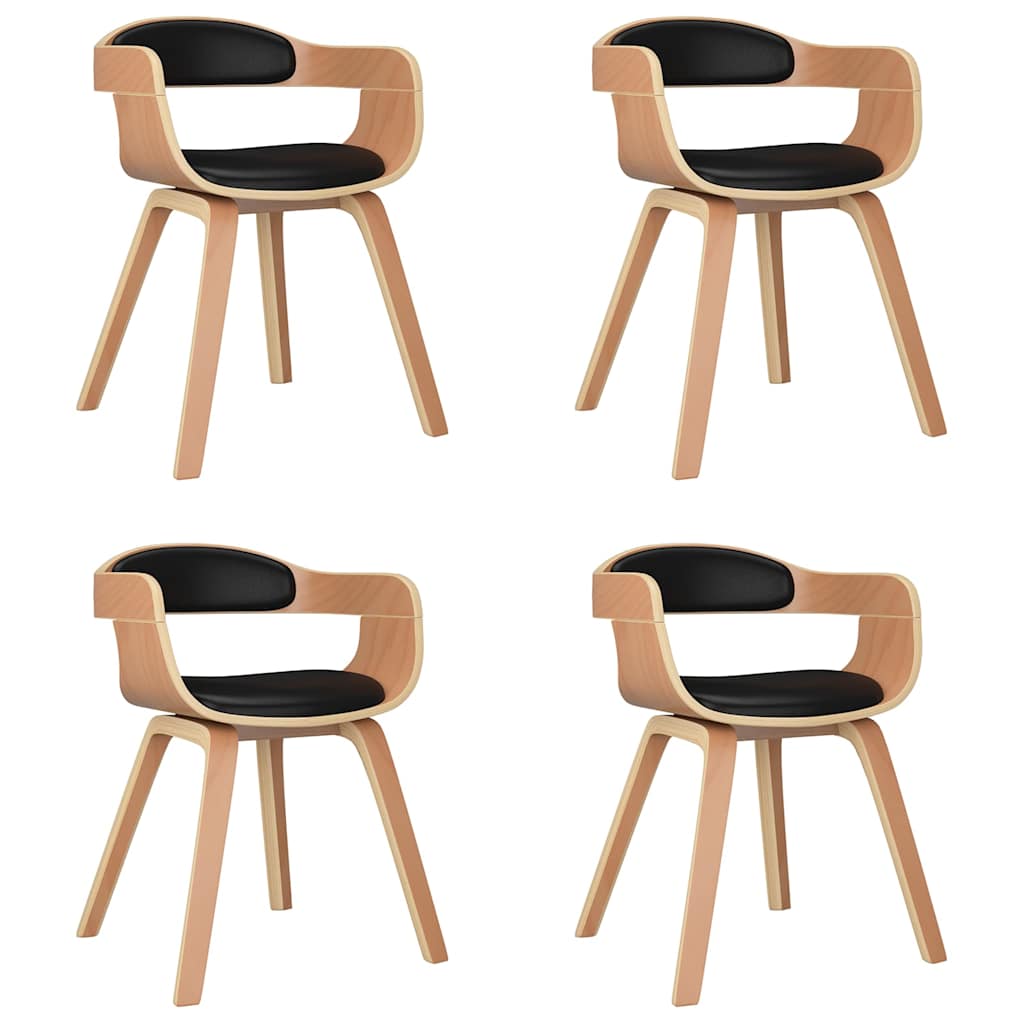 Vidaxl eetkamerstoelen 4 st gebogen hout en kunstleer zwart