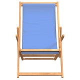 Vidaxl strandstoel inklapbaar massief teakhout blauw