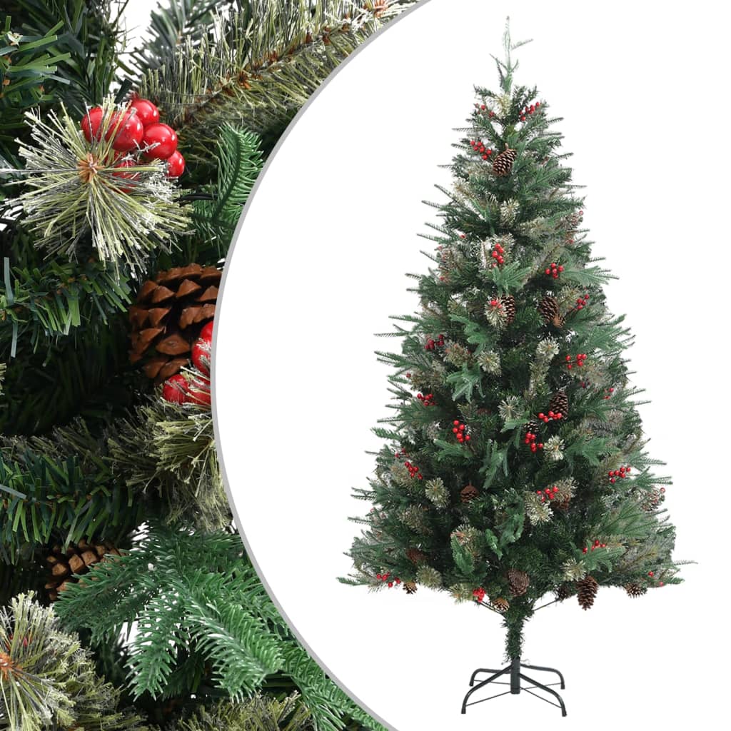 Vidaxl Tréser de Noël avec des cônes de pin 225 cm en PVC et Green PE