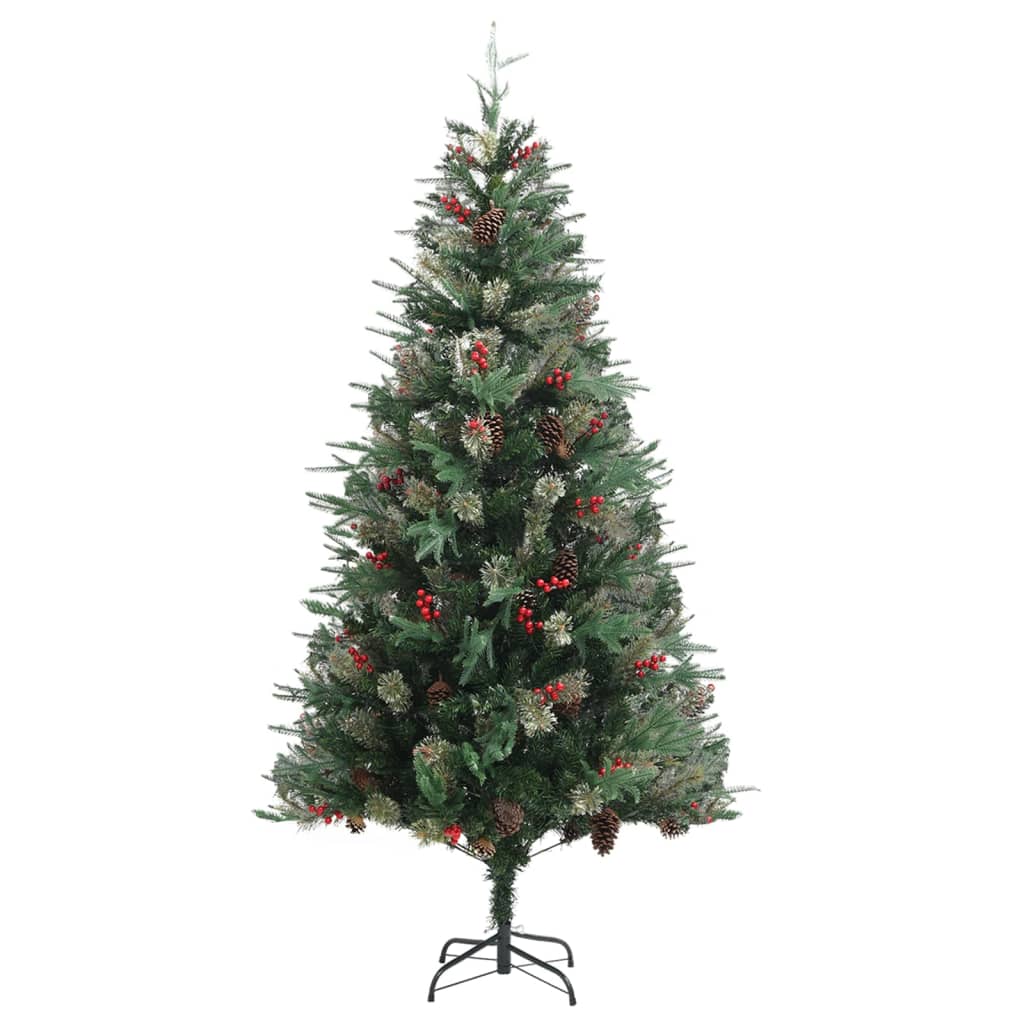 Vidaxl Tréser de Noël avec des cônes de pin 225 cm en PVC et Green PE
