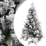 Vidaxl Christmas Tree avec des cornes de pin et de la neige 195 cm en PVC et PE