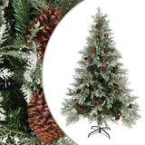 Vidaxl Christmas Tree avec des cônes de pin 120 cm en PVC et PE vert et blanc