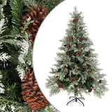 Vidaxl Christmas Tree avec des cônes de pin 150 cm en PVC et PE vert et blanc