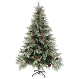 Vidaxl Christmas Tree avec des cônes de pin 150 cm en PVC et PE vert et blanc