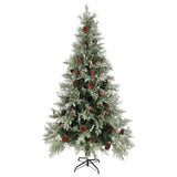 Vidaxl Christmas Tree avec des cônes de pin 225 cm en PVC et PE vert et blanc